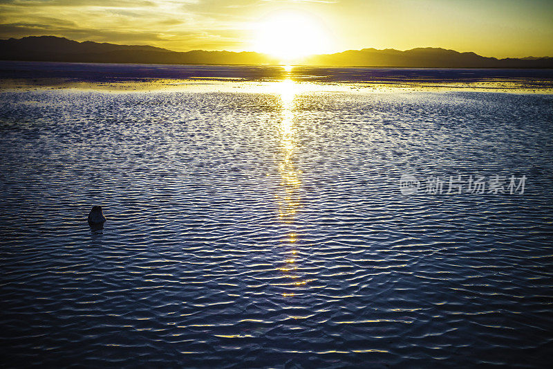 Sunset on salt lake